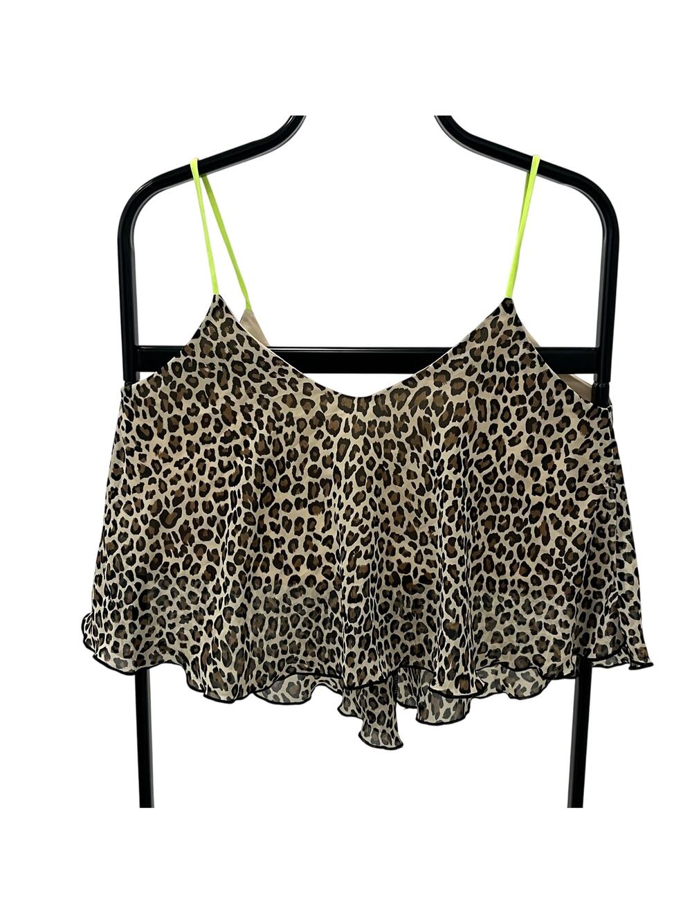 Mine Women's MD Leopard Print Neon Straps Baby Tank Blouse
